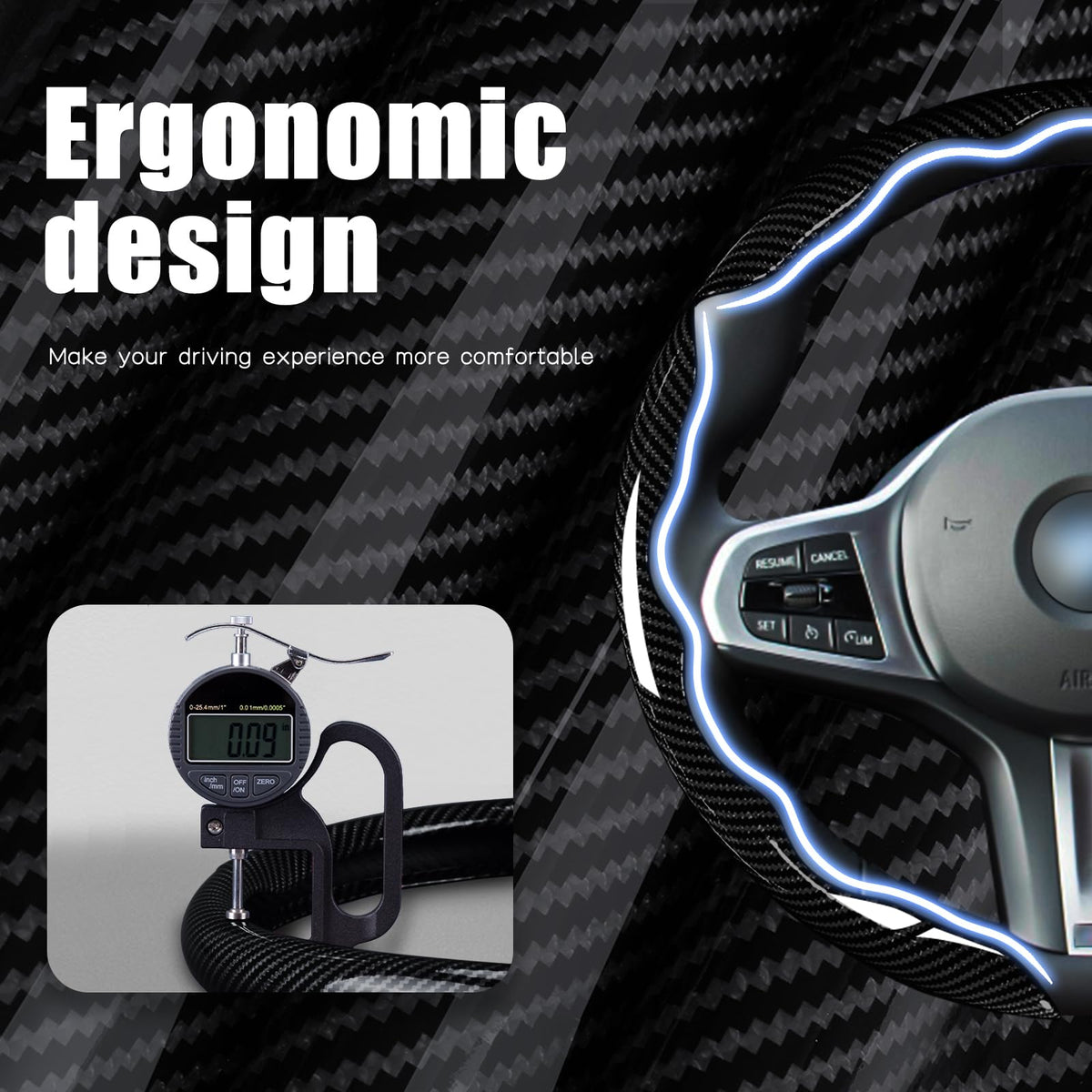 7-Car Steering Wheel Cover-Black - image 2