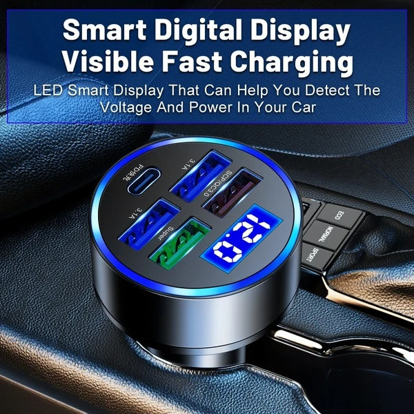 5 USB Port Super Fast Car Charger Adapter For Android Cell Phone - image 4