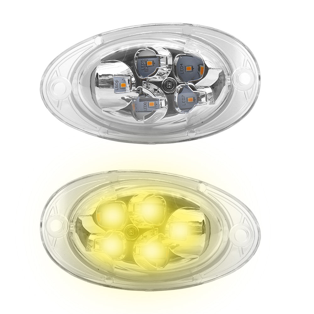 2Pcs Freightliner Cascadia Side Marker Turn Signal Lights Clear Lens Amber LED - 2pcs