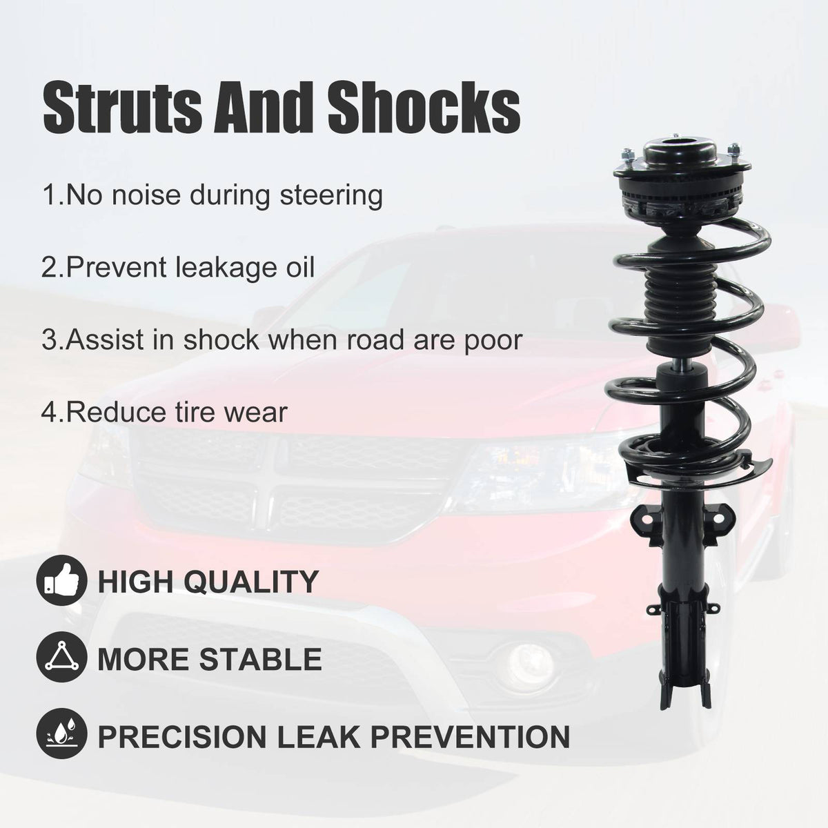 Pair Front Struts W Coil Spring For 2008-2019 Dodge Grand Caravan Town & Country - image 6