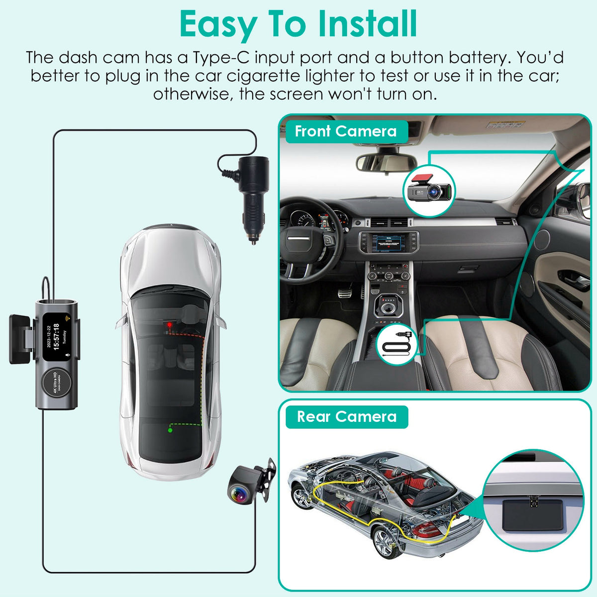 1Pc 4K 1080P Car Dash Cam 2.4GHz WiFi Car Camera Mini Driving Recorder With 140 Degree Wide Angle APP Control Night Vision G-sensor Loop Recording - image 3