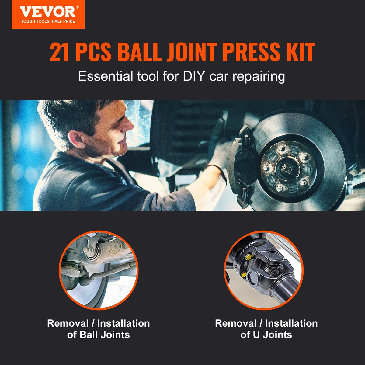 Ball Joint Press Kit, 21 PcsTool Kit, C-press Ball Joint Remove And Install Tools, For Most 2WD And 4WD Cars, Heavy Duty Ball Joint Repair Kit For Automotive Repairing - image 4