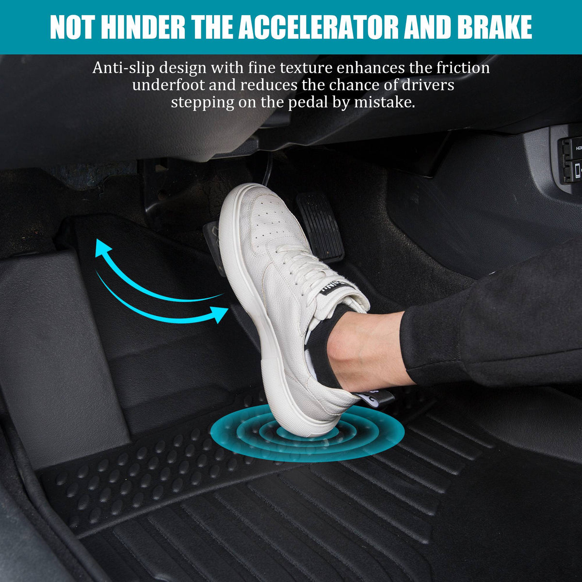 Car Floor Mats For 17-20 Hyundai Elantra No Fit GT All-Weather TPE Rubber Black - image 6