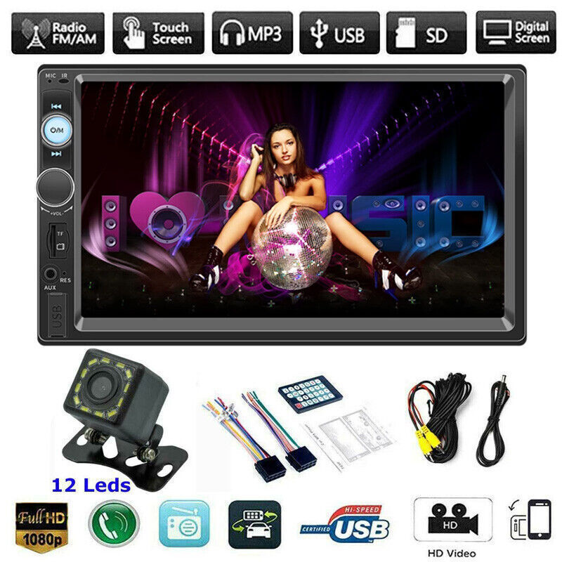 AUX Car MP5 Player Double 2DIN Bluetooth Touch Screen Stereo Radio USB Camera - W12480441