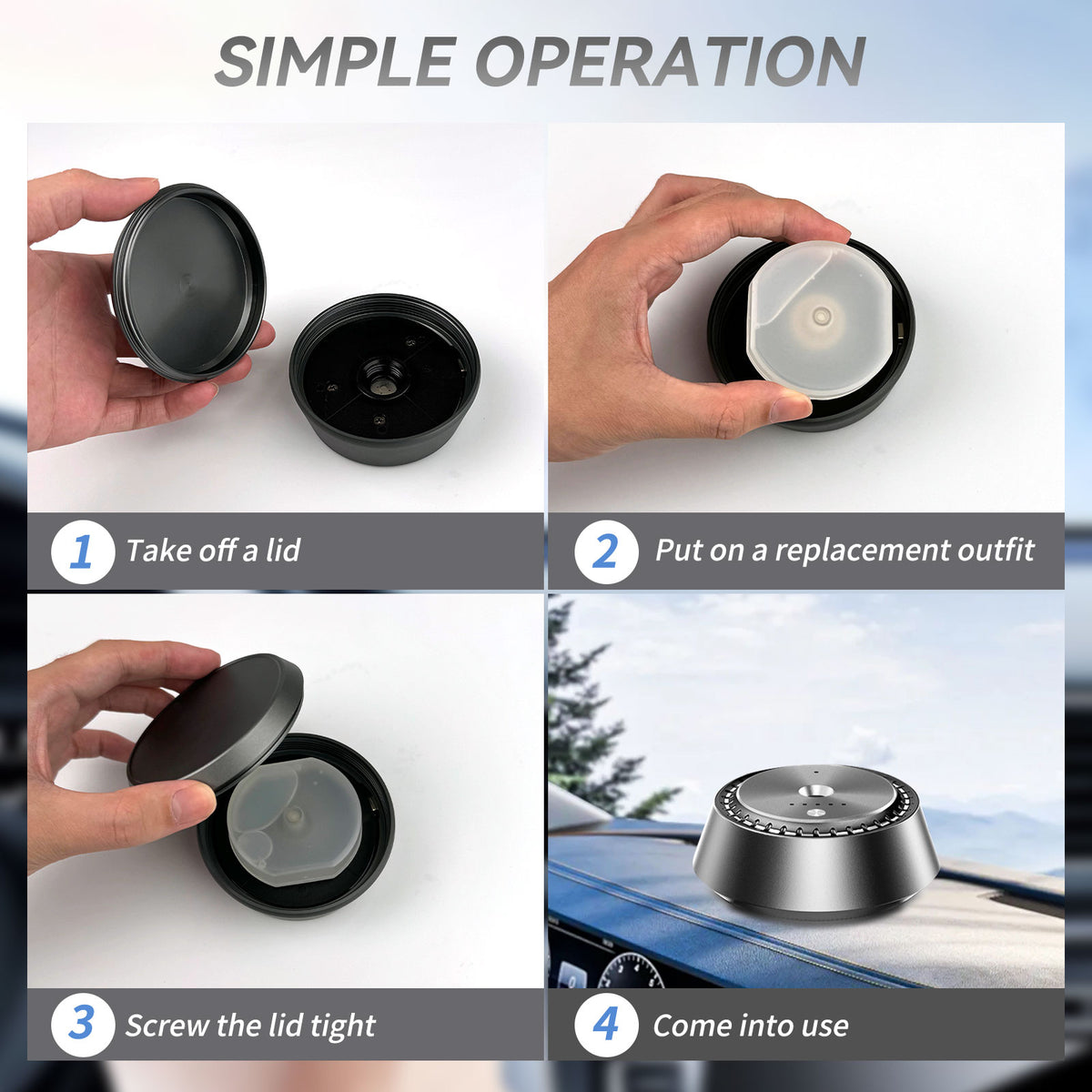 Alloy PC Three Speed Control Intelligent Car Mounted Aromatherapy Ultrasonic Atomization Chip Nano Levelatomized Essential Oil Wireless Car Humidifier - image 3