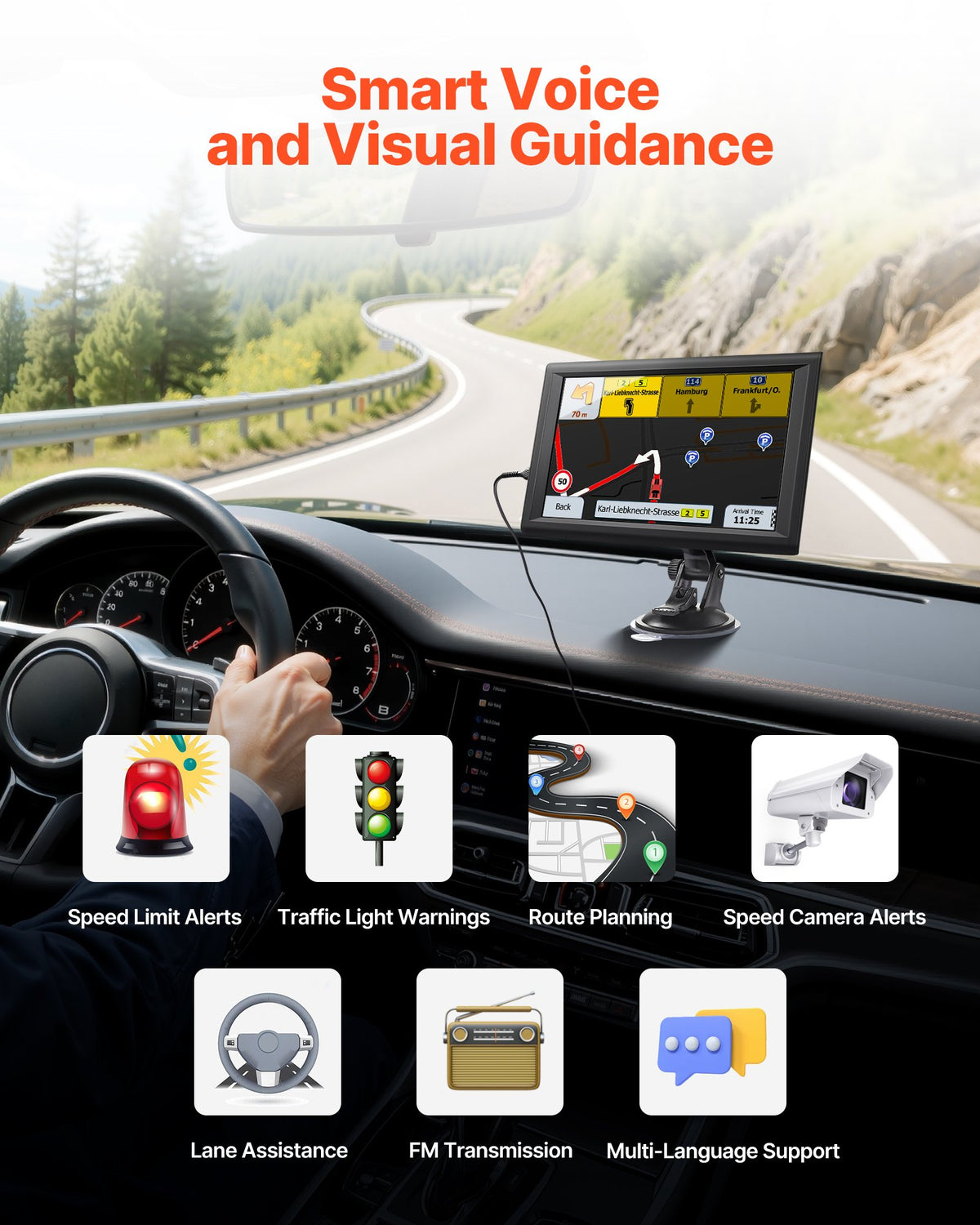GPS Navigator For Car 9 Inch Touch Screen 16GB GPS Navigation System Dash Cam - image 3