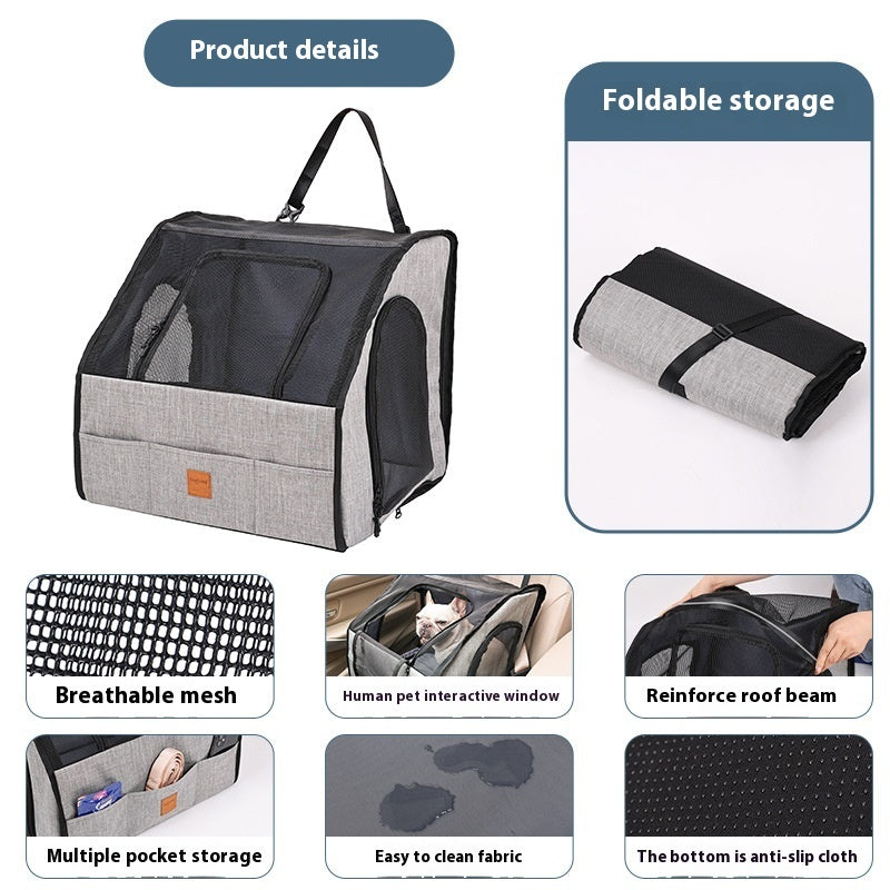 Foldable Waterproof Pet Car Cage with Seat Belt Harness - image 3