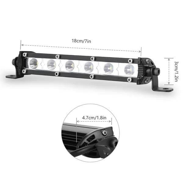 Light Bar Single Row Offroad Spot Lights 18W Ultra Slim Straight - image 2
