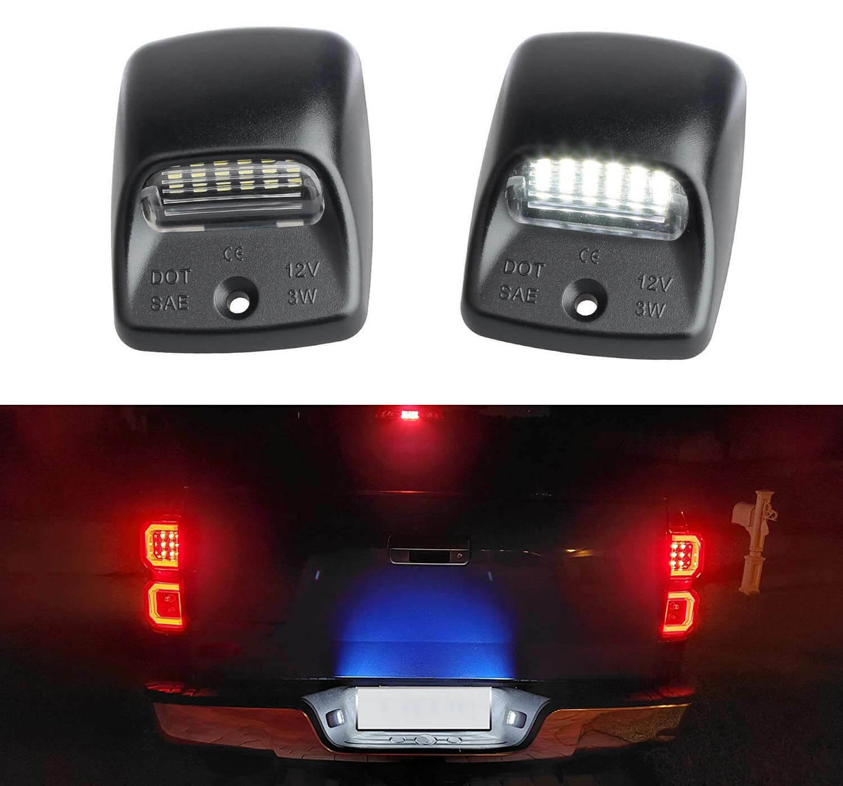 White LED Tag License Plate Light Bulbs Assembly Kit - White
