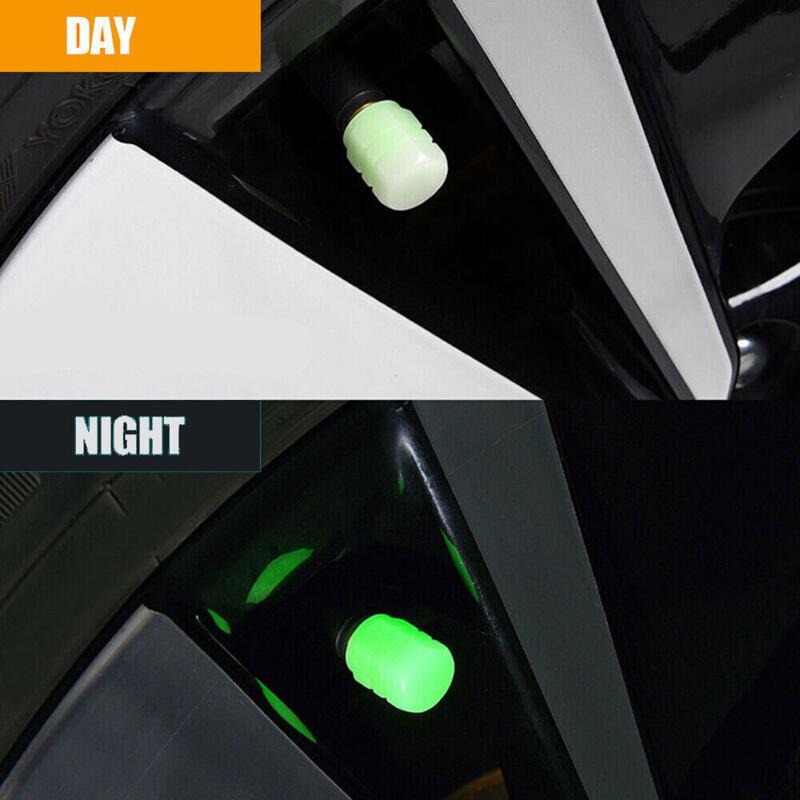 4x Fluorescent Universal Luminous Glow In Dark Car Tire Tyre Valve Caps Cover - image 2
