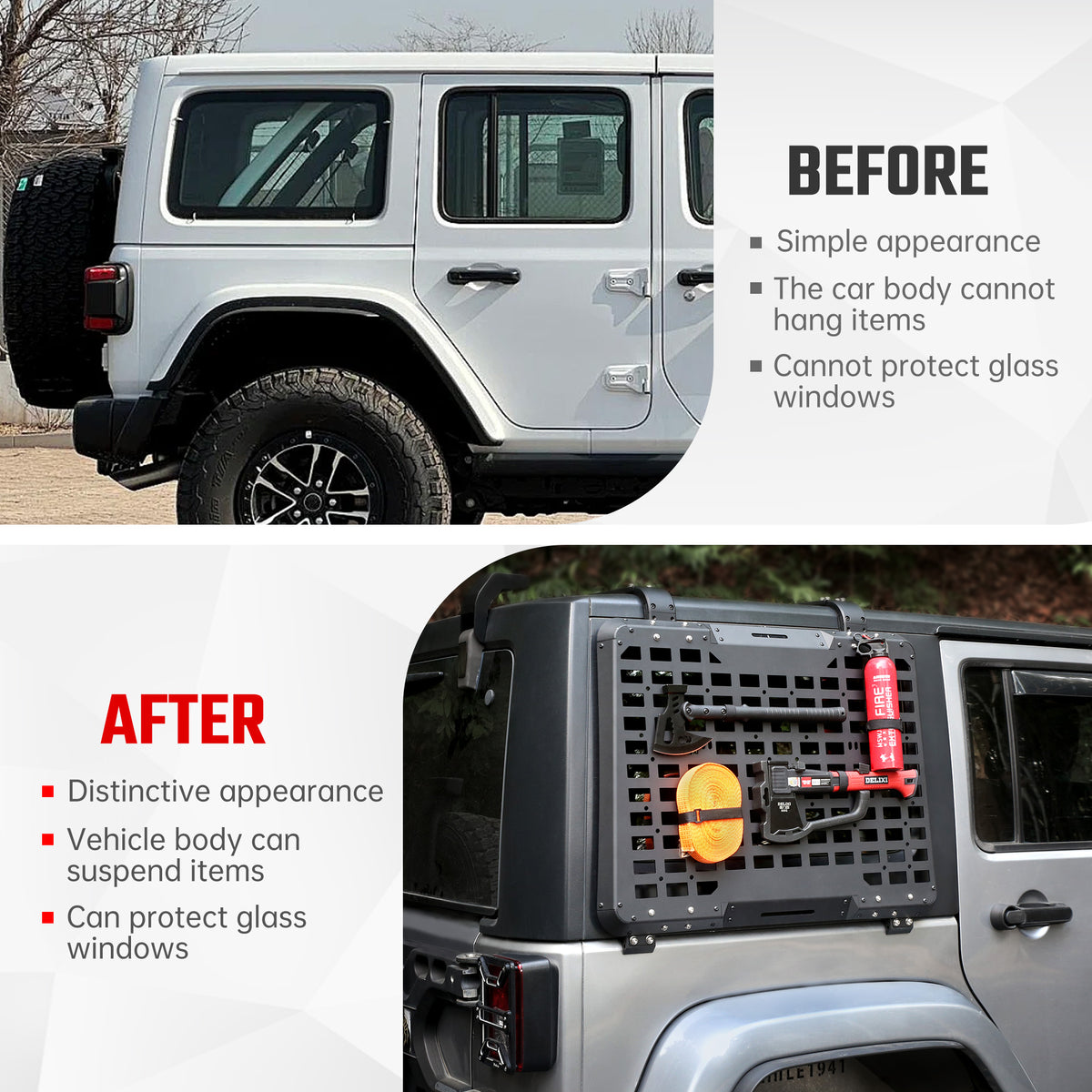 Window Cargo Shelf Compatible With Wrangler 2007-2018 JK 4 Doors - image 5