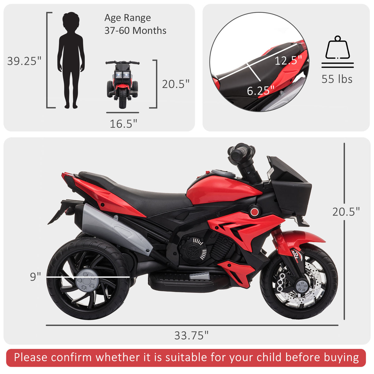 Red 6V Kids Electric Motorcycle Ride-On Dirt Bike Toy With Music Horn Headlights - image 7