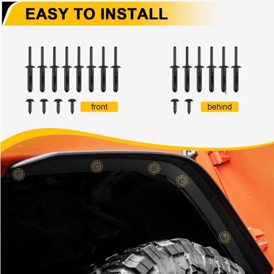 Front Rear Fender Flares Compatible With 2007-2018 Wrangler JK JKU, Off-Road Wheel Flares Liner 4 PCS - image 6
