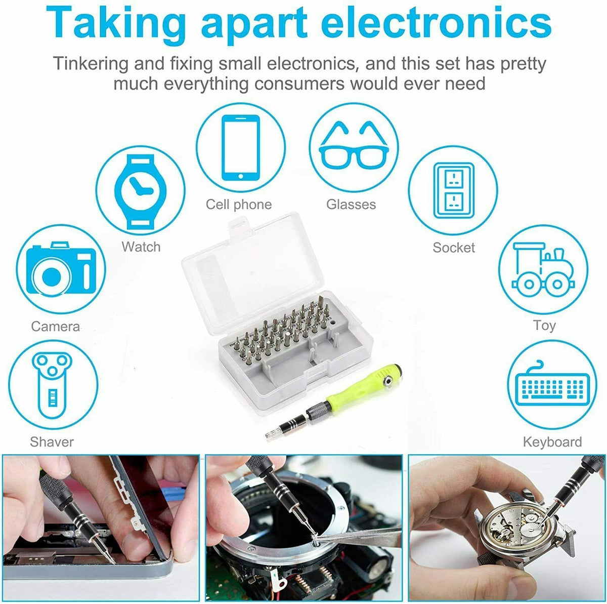 32 IN 1 Small Magnetic Screwdriver Set Torx Driver Professional Repair Tool Kit - image 8