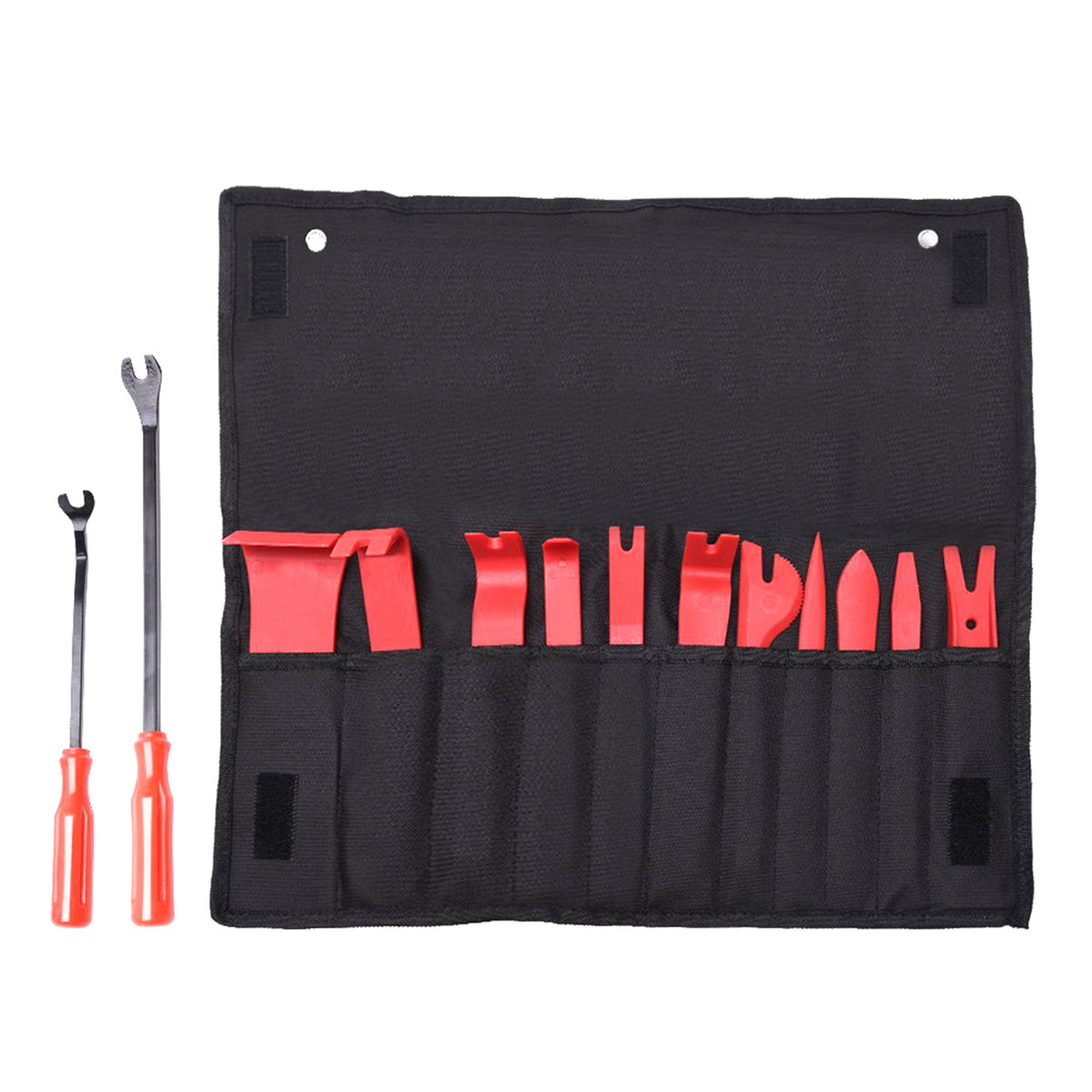 13 Pcs Car Trim Removal Tool Auto Door Panel Clip Dash Plastic Interior Radio Body Open Pry Kit - Red