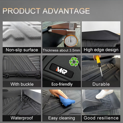 Odorless TPE Floor Mat For Tesla Model 3 2023-2025 6 PCS Waterproof Duty-Proof Fully Surrounded Floor Liner Protection Foot Pad - image 5