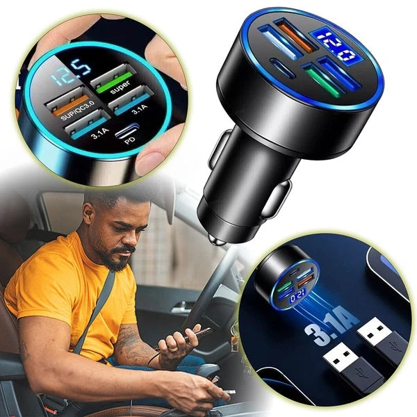 5 USB Port Super Fast Car Charger Adapter For Android Cell Phone - image 6