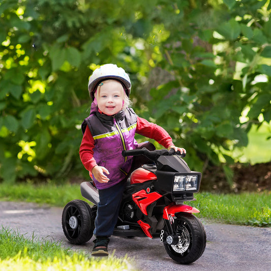Red 6V Kids Electric Motorcycle Ride-On Dirt Bike Toy With Music Horn Headlights