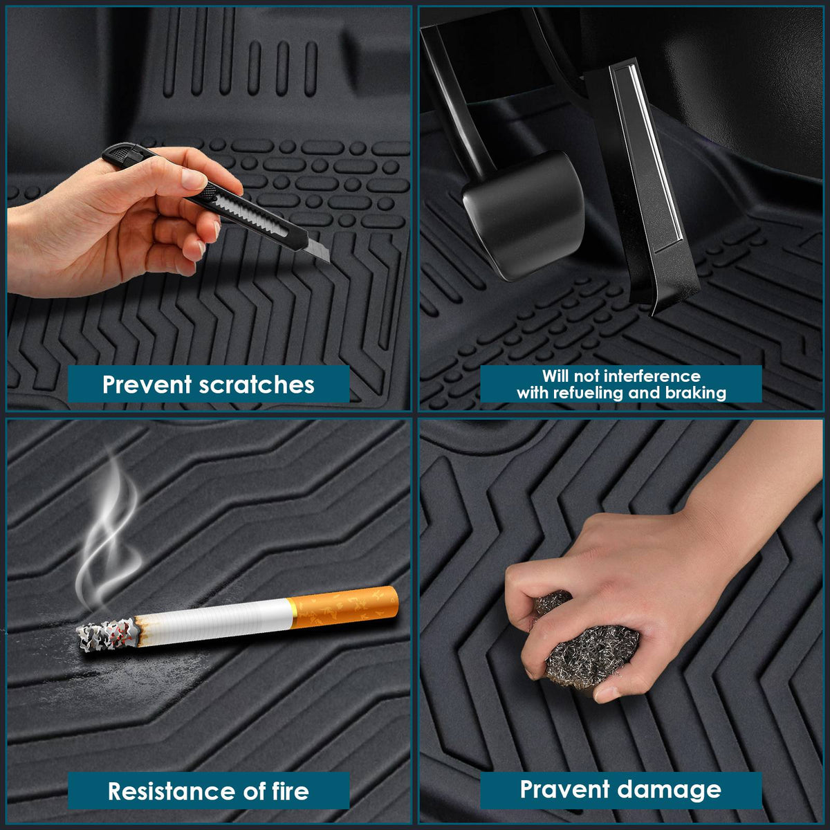 Car Floor Mats For 2023 CRV Hybrid Black All-Weather TPE Rubber Car Mats - image 7