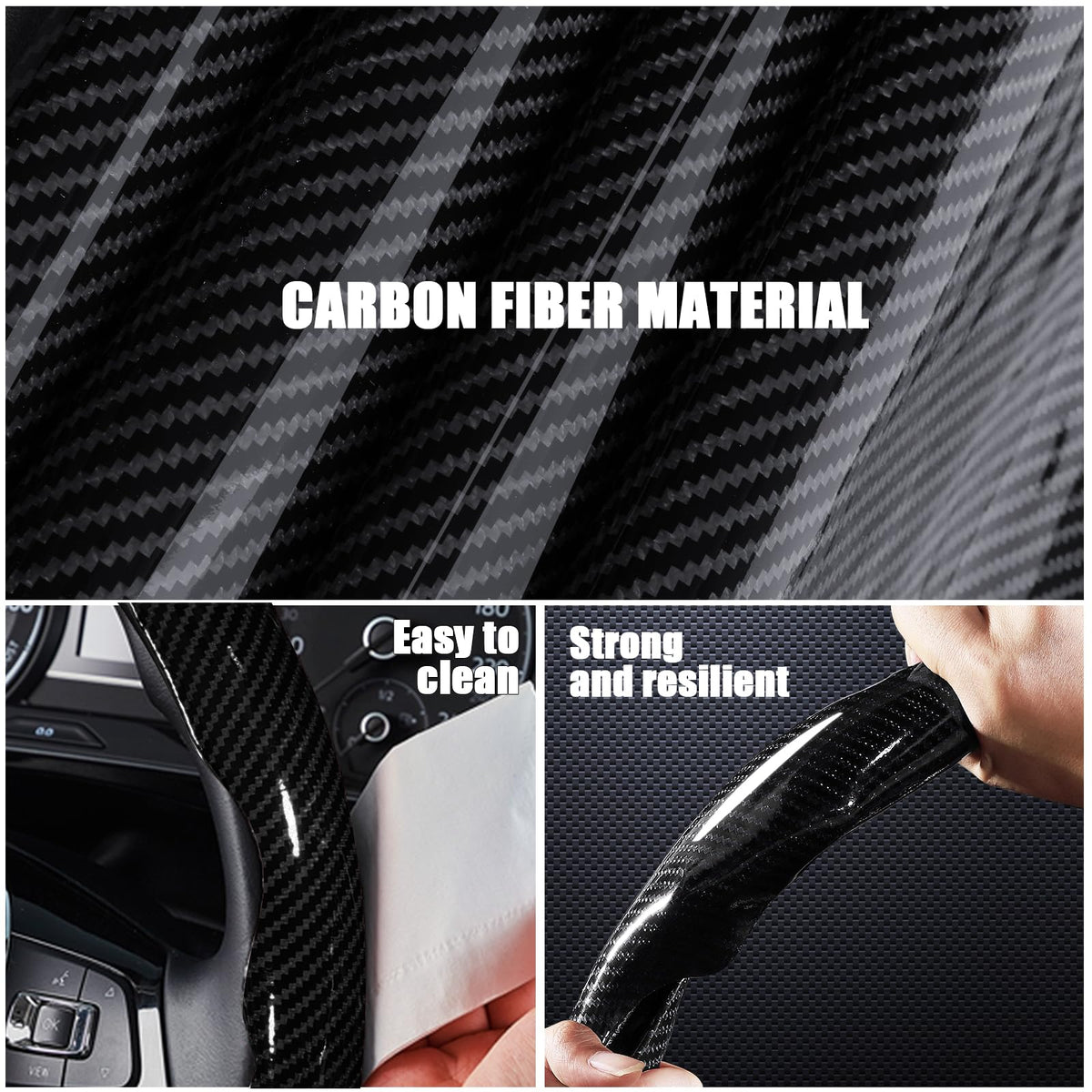 7-Car Steering Wheel Cover-Black - image 3