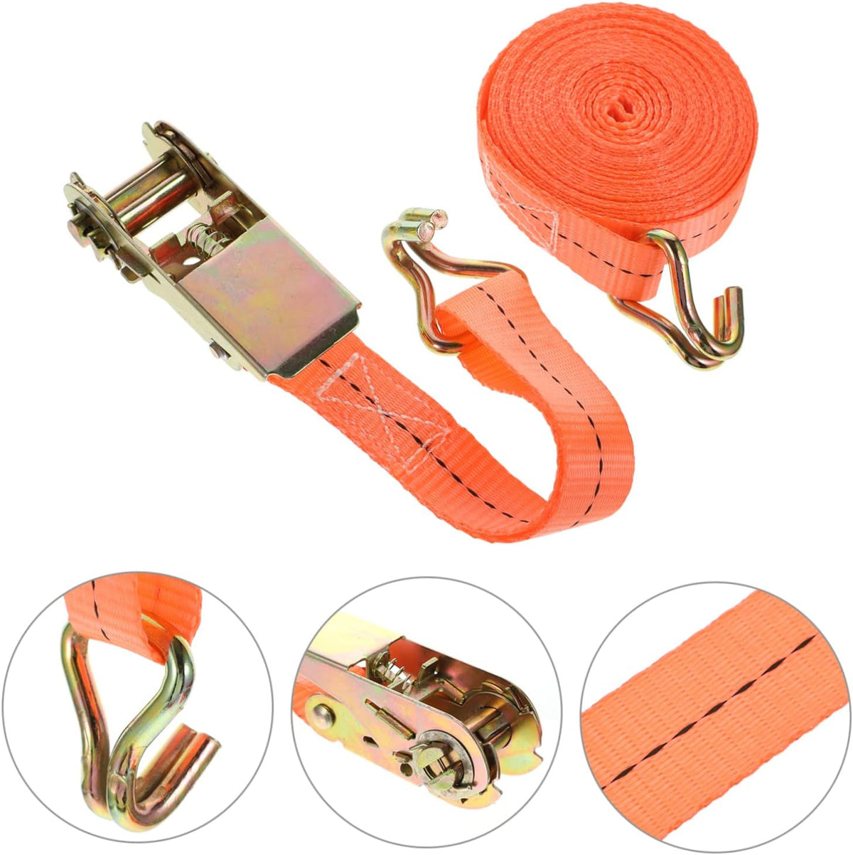 New 4x Tensioning Belts With Ratchet And Hook Lashing Belts Tensioning Belt 800kg 6m Meters - image 2