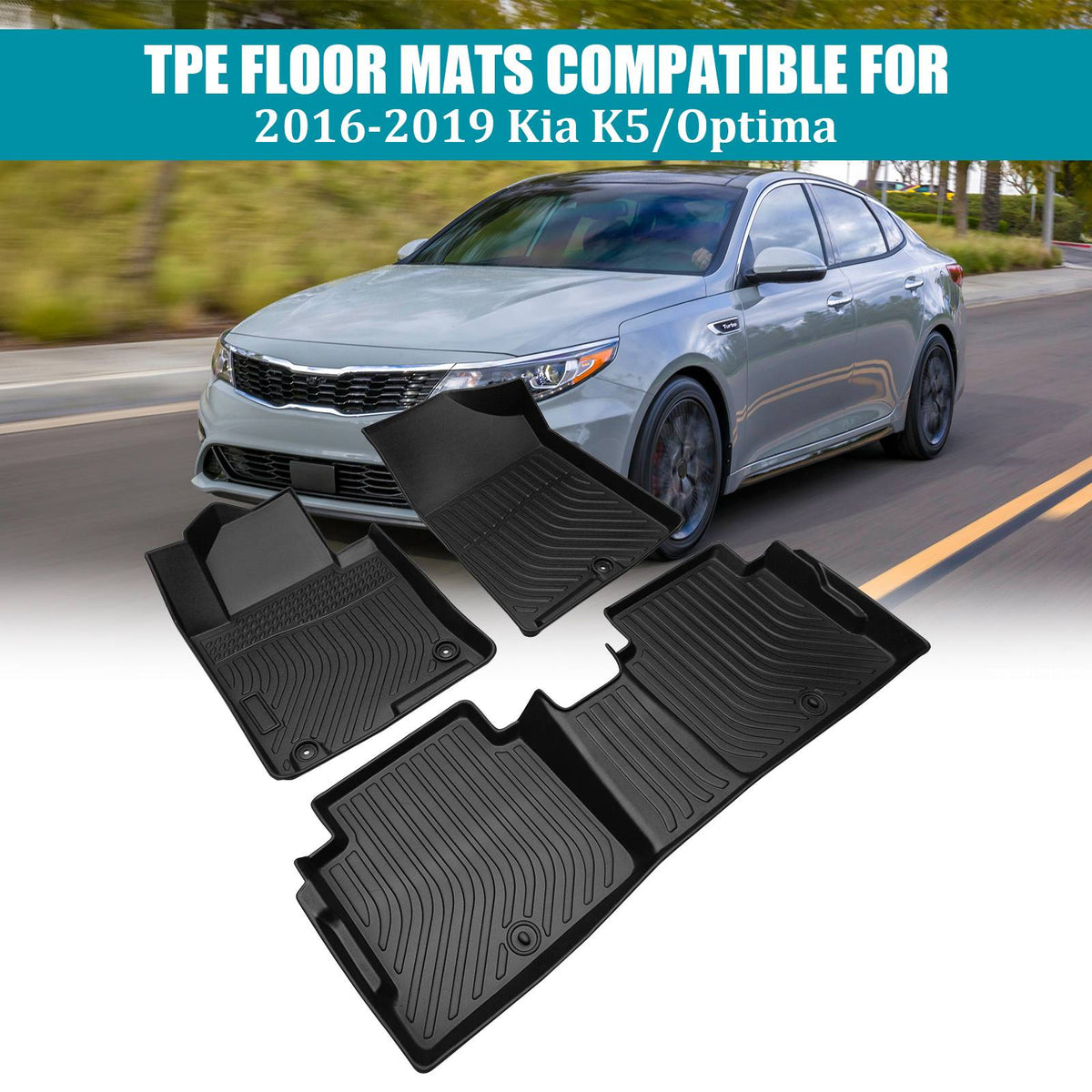 All Weather Floor Mats Liners For 2016-2020 Kia Optima Waterproof 3D TPE Carpet - image 4