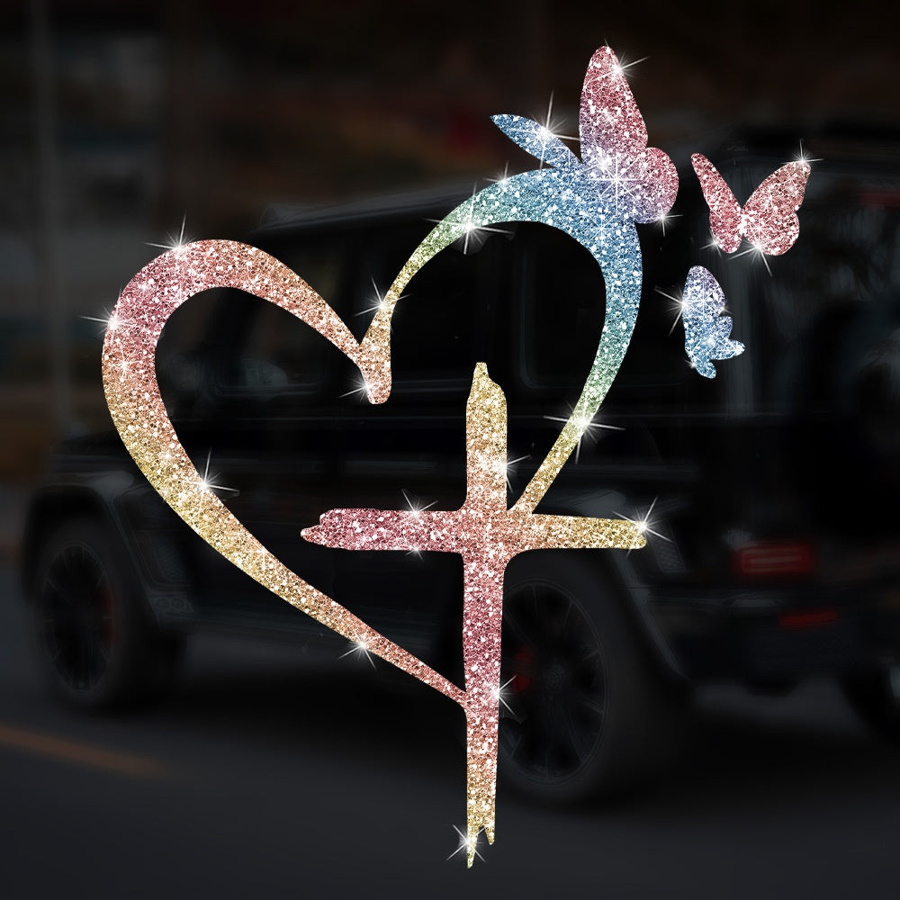 Cartoon Shiny African Woman Automobile Sticker - Colorful heartshaped butter