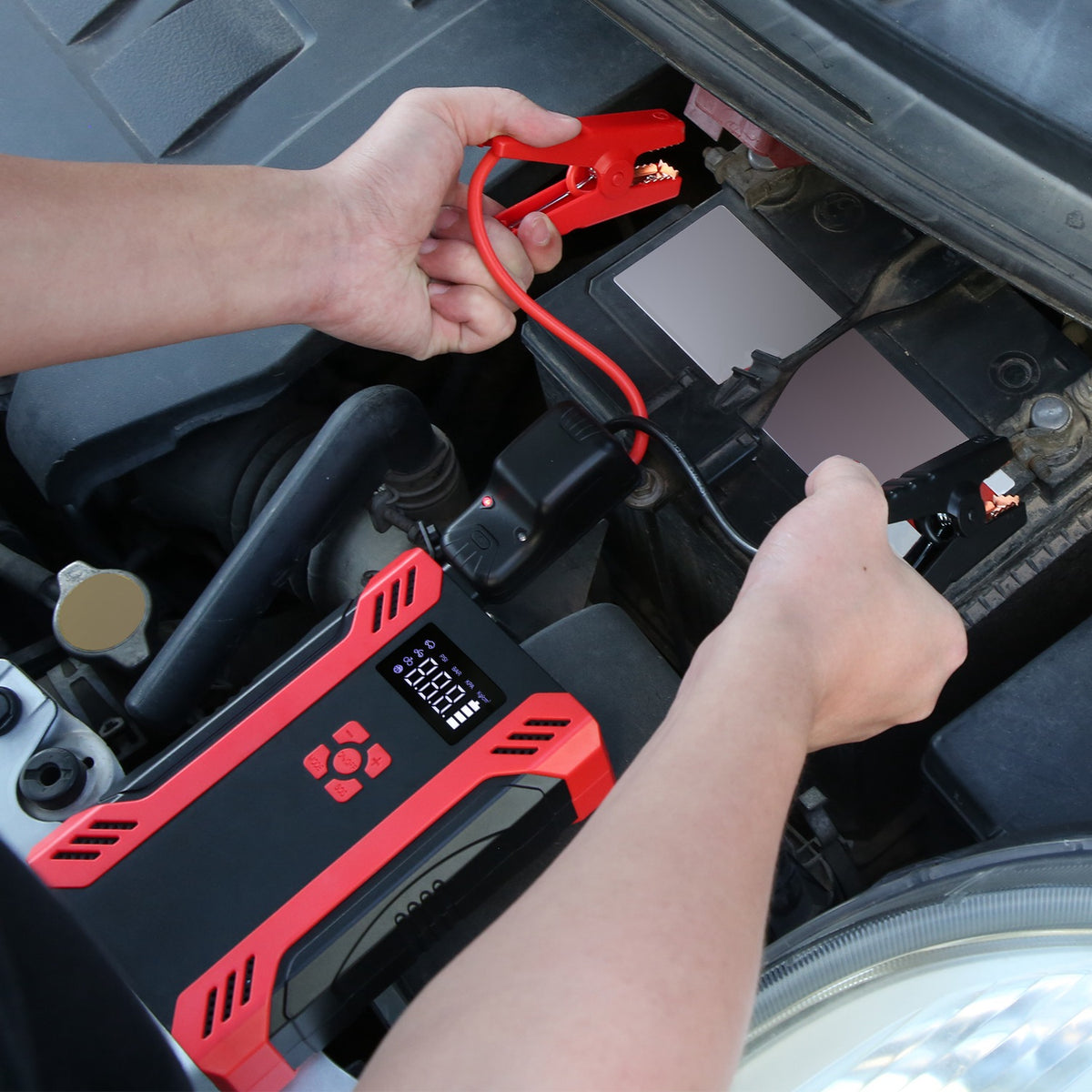 1Pc Car Jump Starter With Air Compressor Portable Car Battery Booster With Digital Tire Inflator With 2000mAh Peak Current For 12V Car 6.5L Gas Or 4.0L Diesel Engines - image 8
