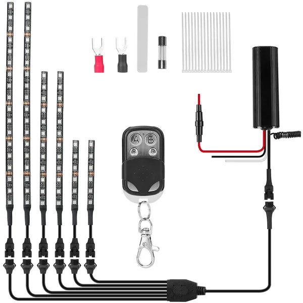 6Pcs Motorcycle LED Light Strips Multi-Color Neon Light Kits Waterproof DC 12V RGB Atmosphere Lights - image 2