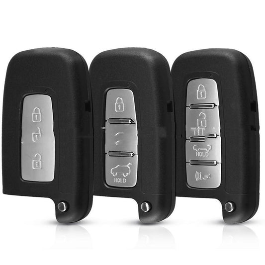 Replacement flip key shell for Hyundai & Kia – 2, 3 or 4 button – two, three and four button key shells side by side