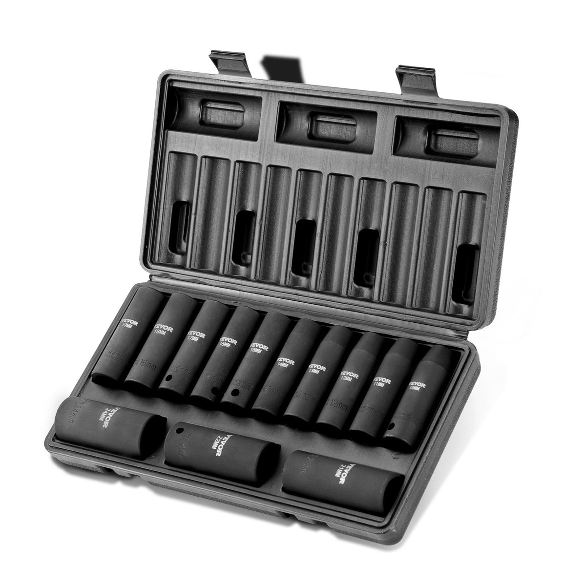 Drive Impact Socket Set, 13 Piece Deep Socket Set Metric 10-24mm, 6 Point CR-V Alloy Steel For Auto Repair, Easy-to-Read Size Markings, Rugged Construction, Includes Storage Case - image 6