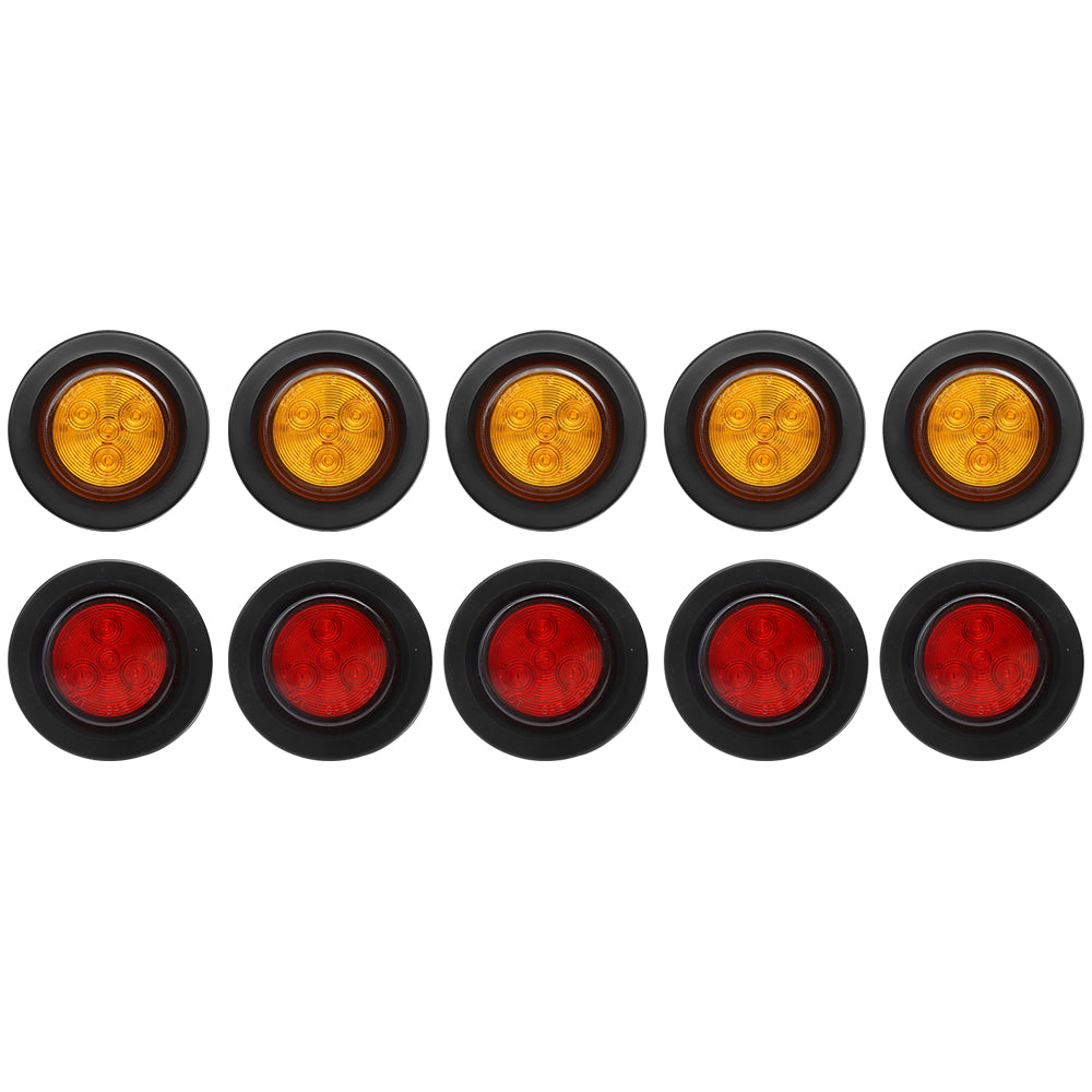 Truck Universal Small Taillight American Version, 4LED Rubber Ring Round Light With Plug ,12V, 5 Red Covers-5 Yellow Covers - image 2