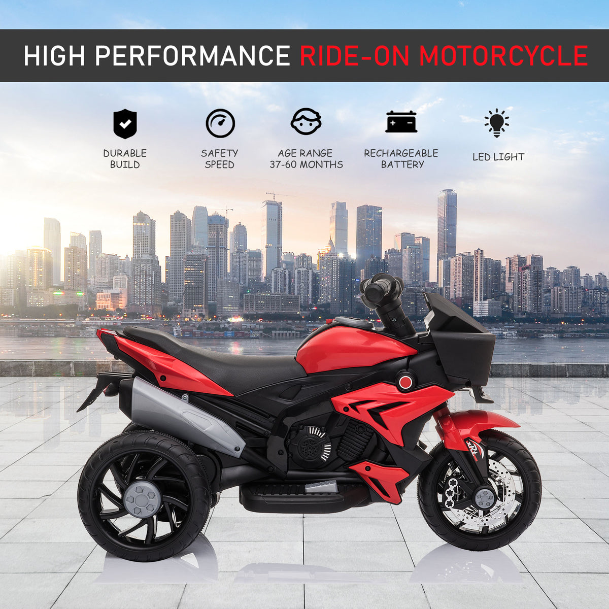 Red 6V Kids Electric Motorcycle Ride-On Dirt Bike Toy With Music Horn Headlights - image 3