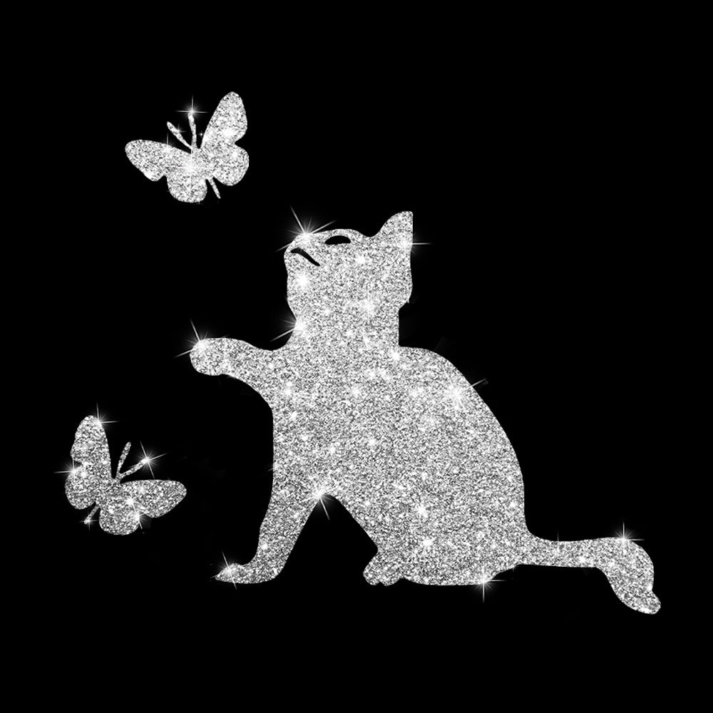 Cartoon Shiny African Woman Automobile Sticker - Silver cat