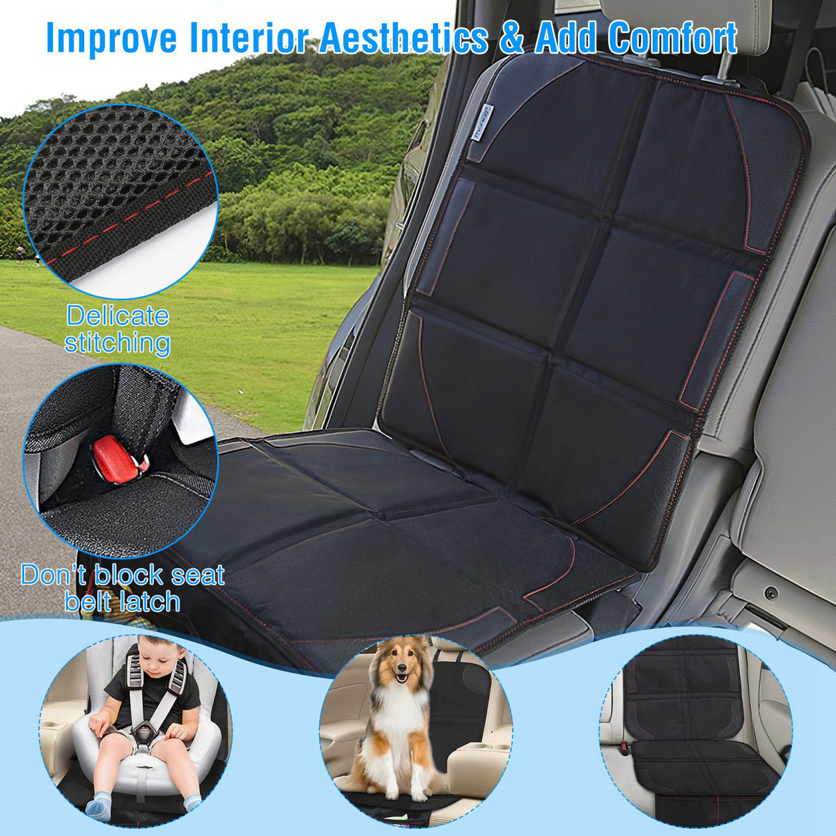 2 Packs Car Seat Protector Cushion Mat Pad With Thick Padding Protector For Child Baby Car Seat Mesh Pockets - image 6