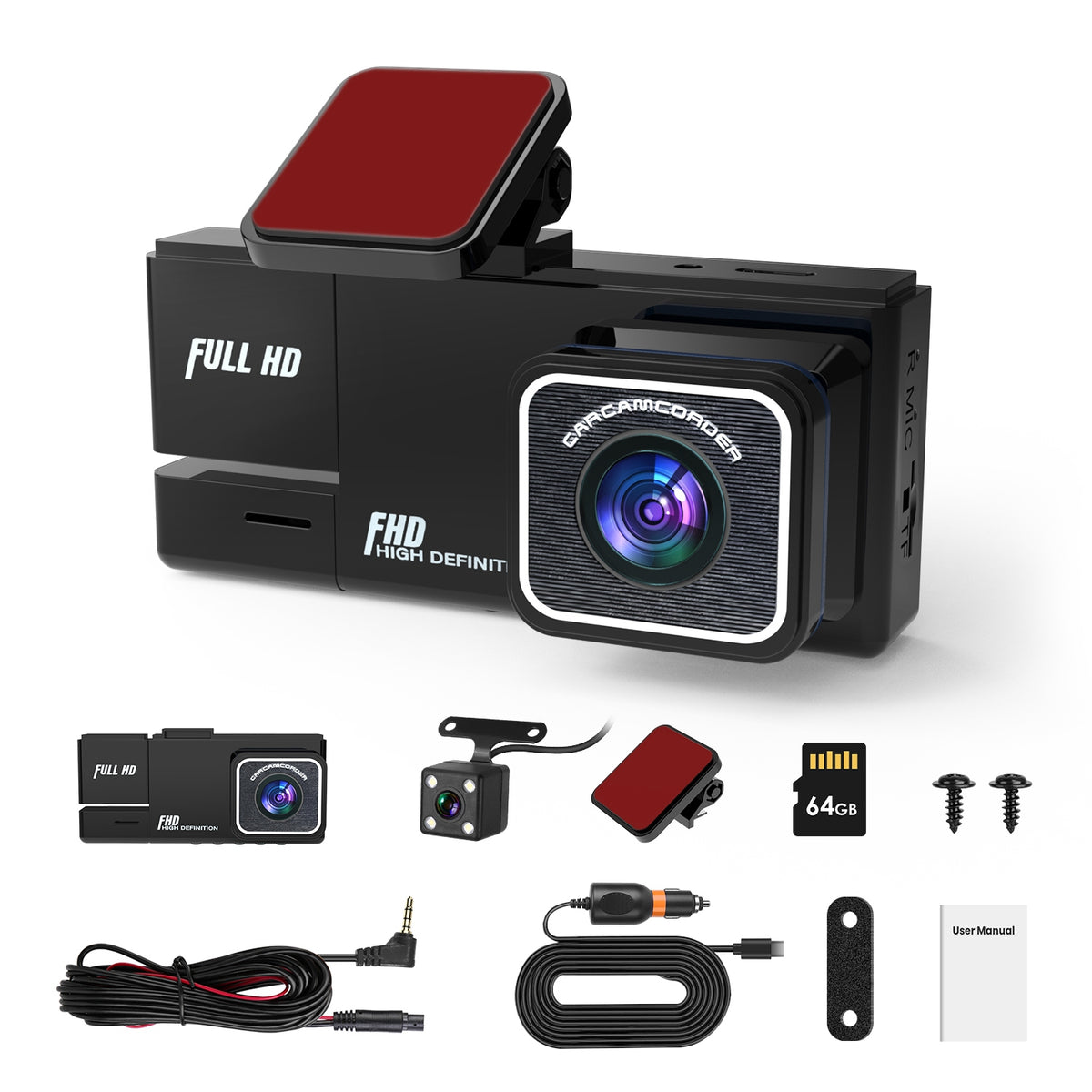 1Pc WiFi FHD 1080P Car Dash Cam 3 Channels Front Rear Inside Dash Camera With Loop Recording Reversing Image Night Vision 170 Degree Wide Angle Support 64G MMC Card Included - image 4