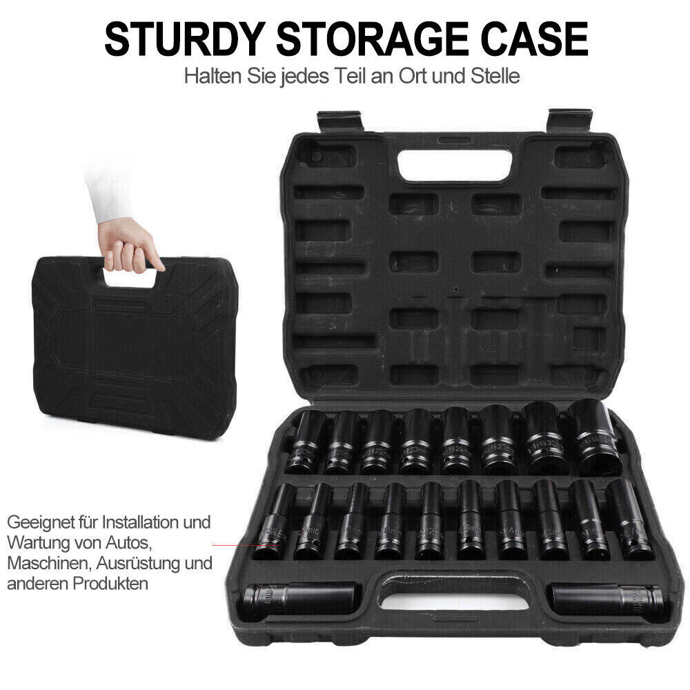 20PCS Deep Impact Socket Set 1 2 Inch Drive Metric 8 - 32mm Lifetime Warranty UK - image 6