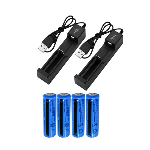 4 PCS 3000mAh 18650 Rechargeable Batteries + 2 PCS USB Charger Set For Flashlights Headlamp(Logistics Only For USPS.TK/TMEU Only For Self-pickup) - defaulttitle