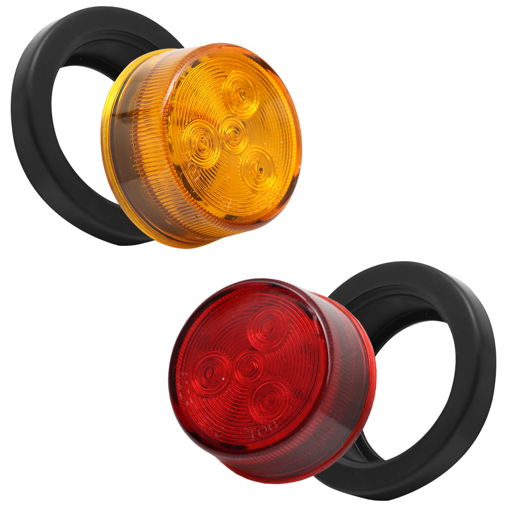 Truck Universal Small Taillight American Version, 4LED Rubber Ring Round Light With Plug ,12V, 5 Red Covers-5 Yellow Covers - image 3