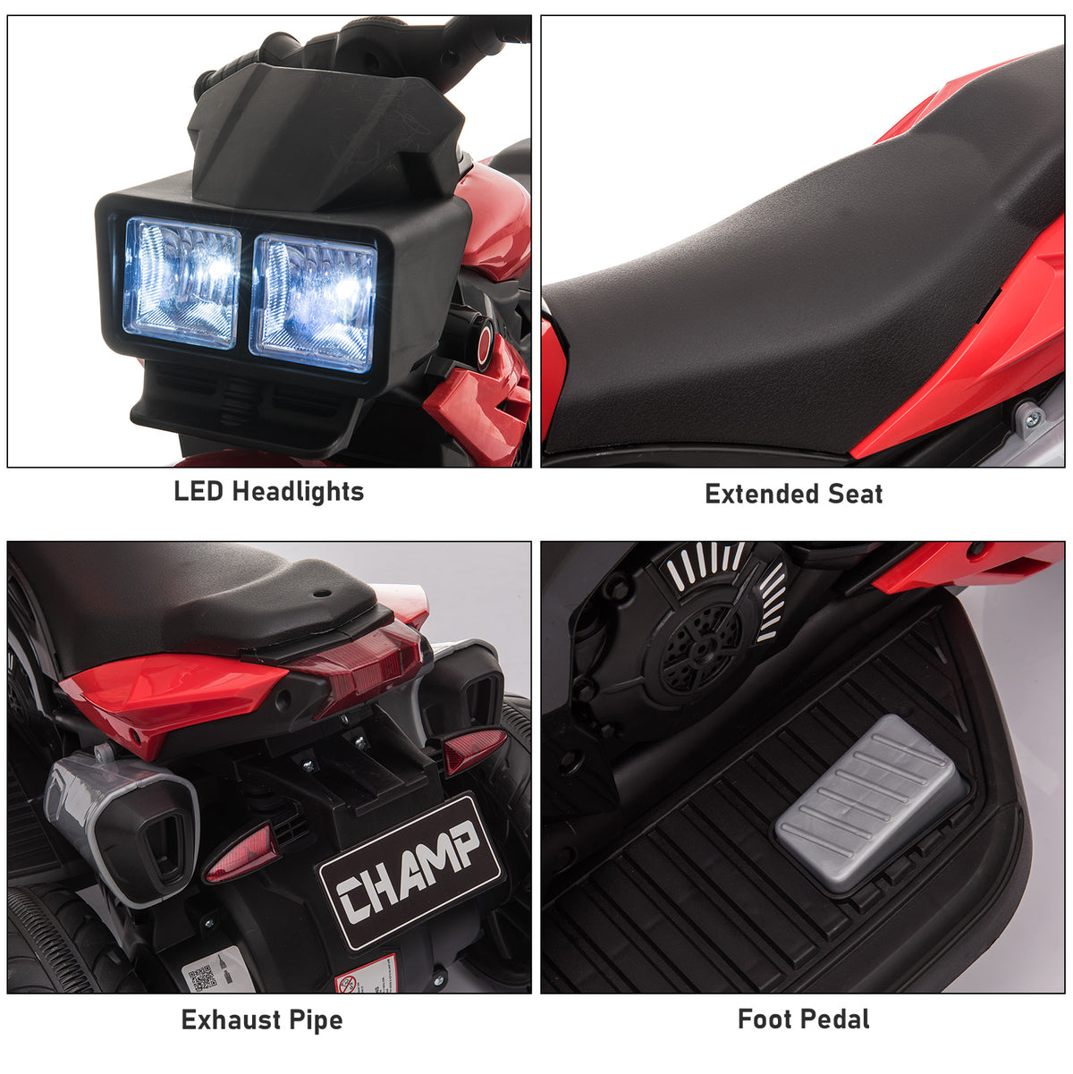 Red 6V Kids Electric Motorcycle Ride-On Dirt Bike Toy With Music Horn Headlights - image 5