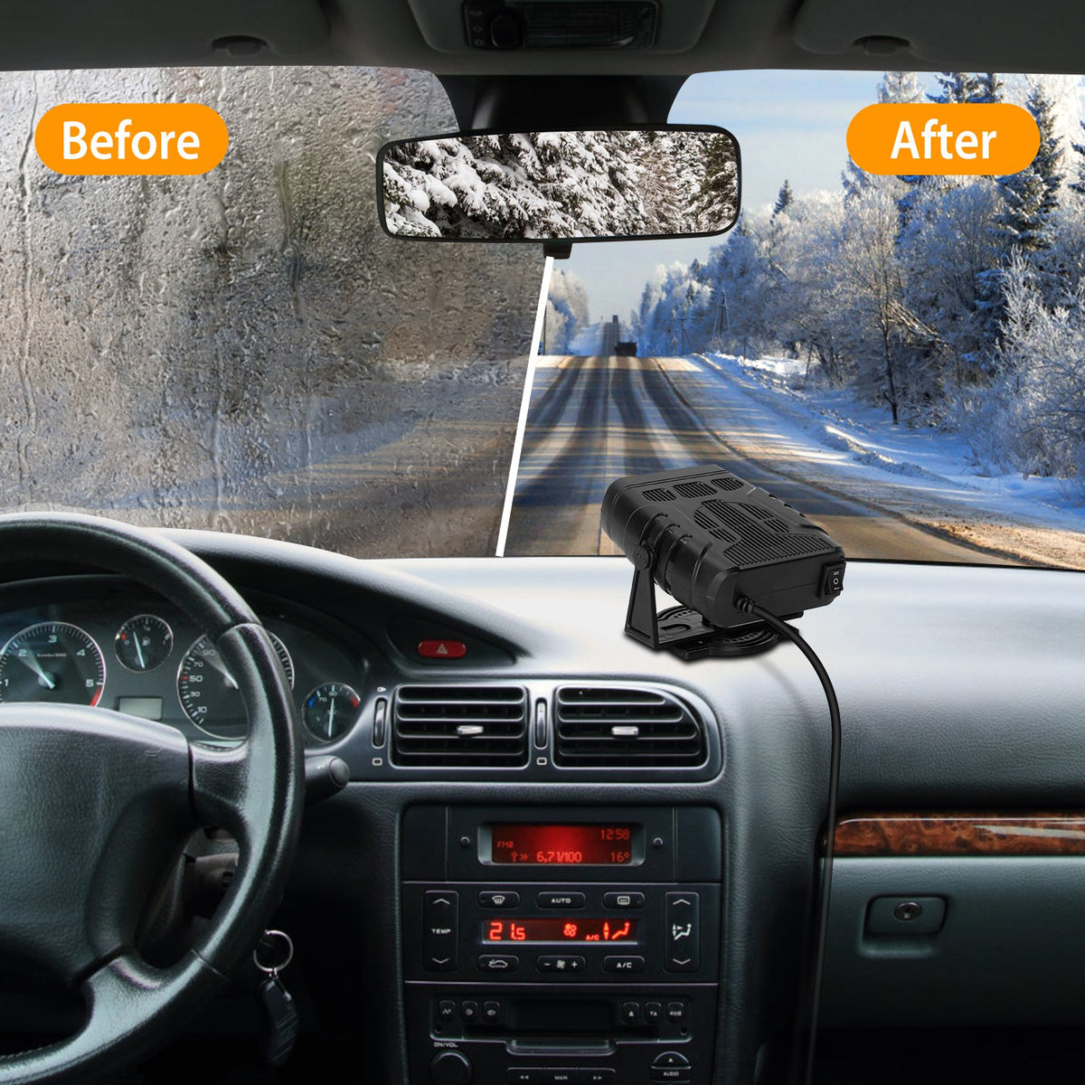 24V 200W Or 12V 120W Portable Car Heater Heating Fan 2 In 1 Defroster Demister Windshield Heater Automotive Cooling Fan - image 2