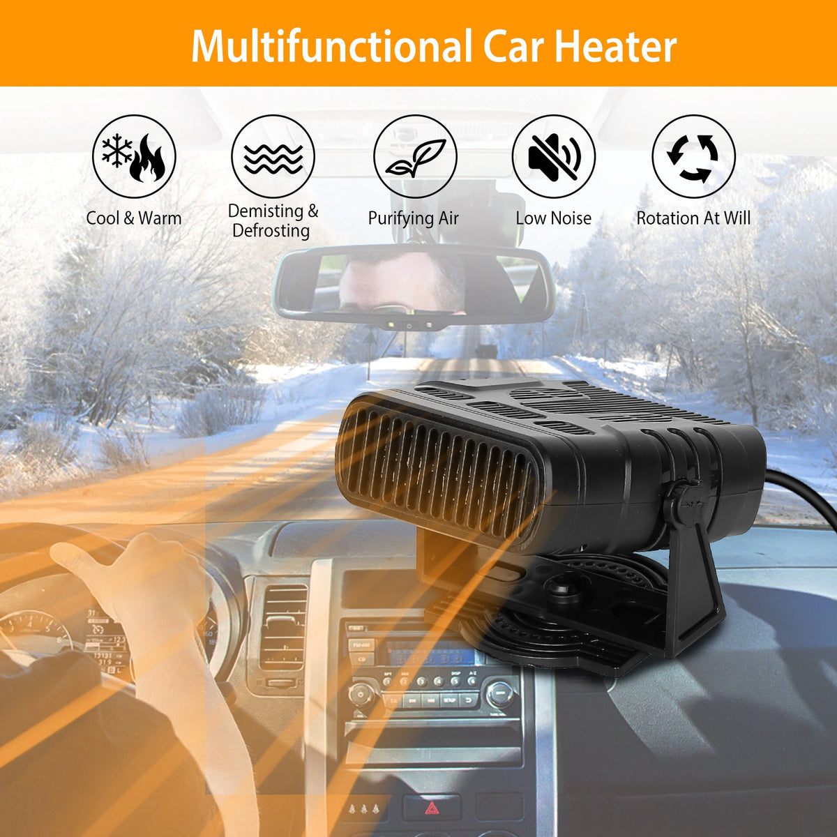 24V 200W Or 12V 120W Portable Car Heater Heating Fan 2 In 1 Defroster Demister Windshield Heater Automotive Cooling Fan - image 8