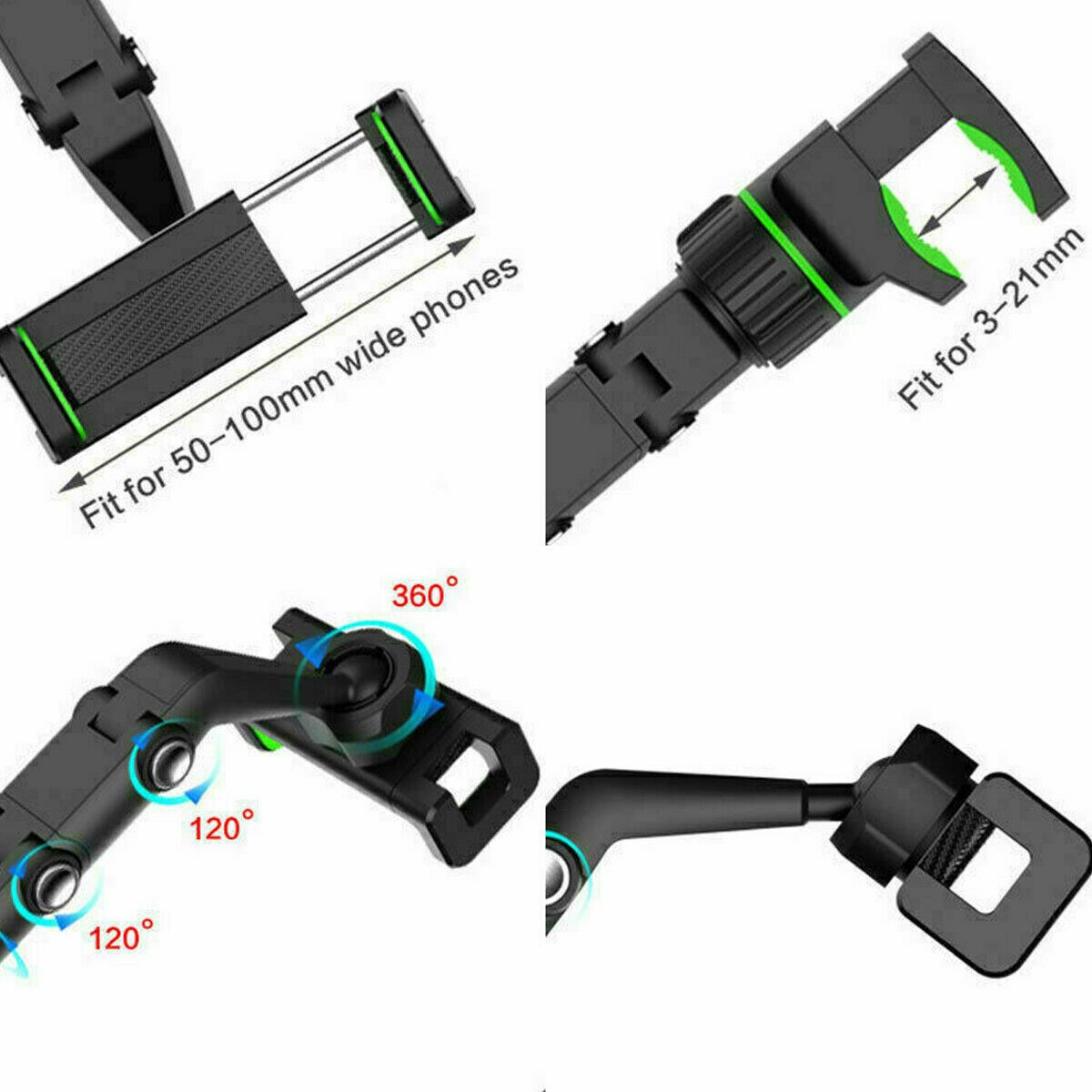 Car Rearview Mirror Rotation Adjustable Phone Holder Mount Multifunction - image 5