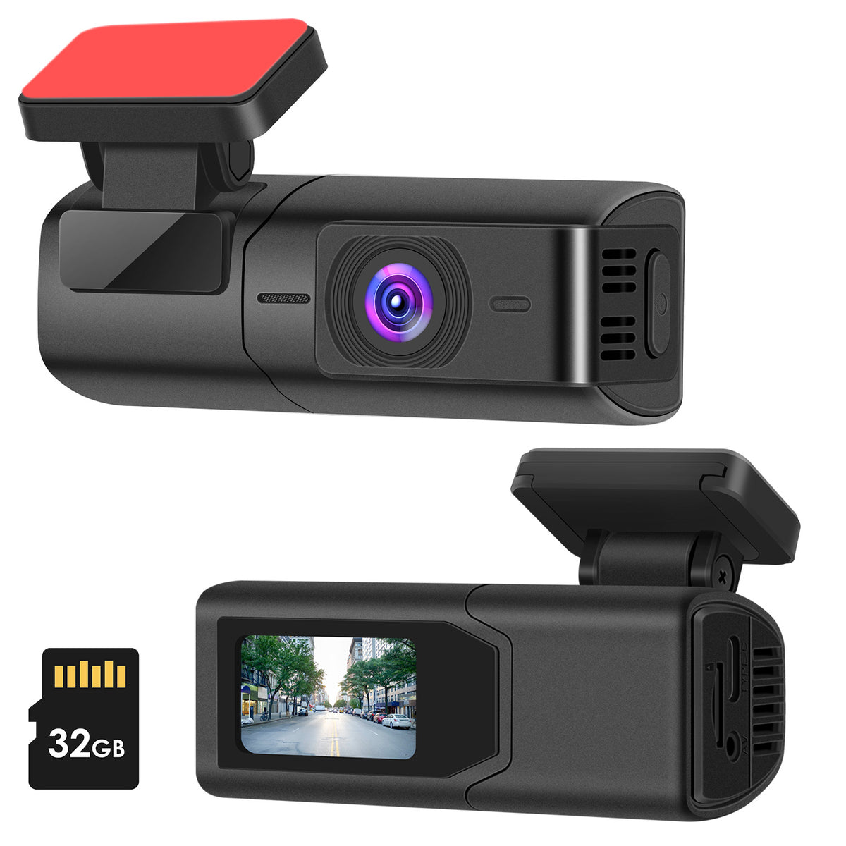 1Pc 2K HD Front Dash Cam For Car With IPS Screen Night Vision Loop Recording Included 32G Storage Card 140 Degree Wide Angle WiFi App Control Front Dashcam - Black