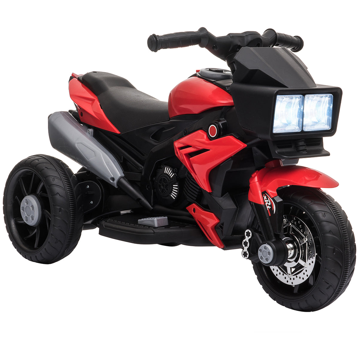 Red 6V Kids Electric Motorcycle Ride-On Dirt Bike Toy With Music Horn Headlights - Red