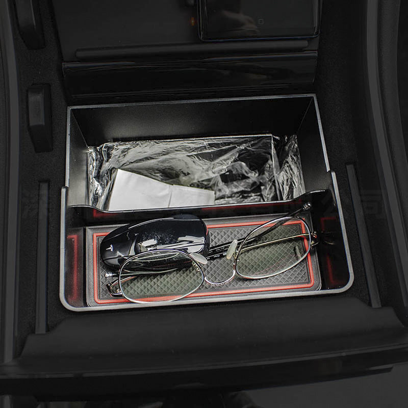 Double-Layer Car Bin and Storage Box for Tesla Model 3 and Y