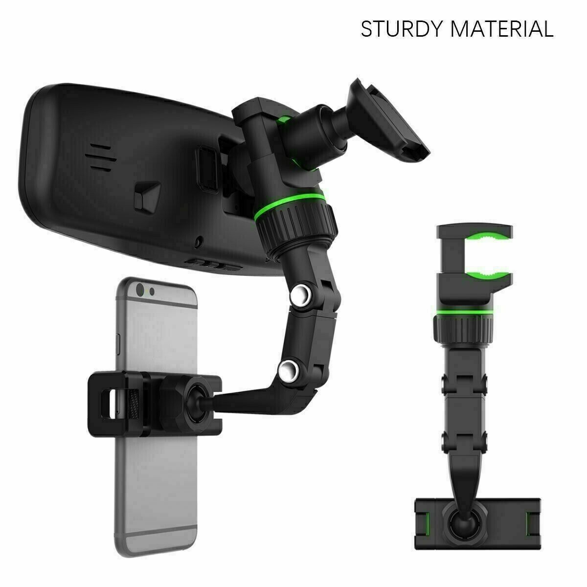 Car Rearview Mirror Rotation Adjustable Phone Holder Mount Multifunction - image 4