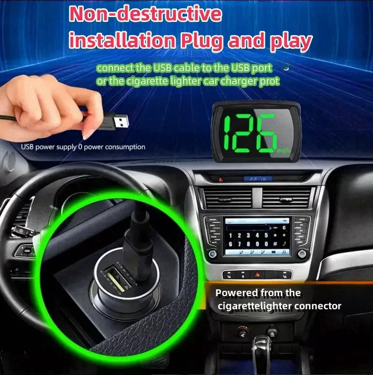 2024 New HUD Car Head-up Display MPH Speed Display 3-inch Multi-function LCD MPH Dashboard - image 2