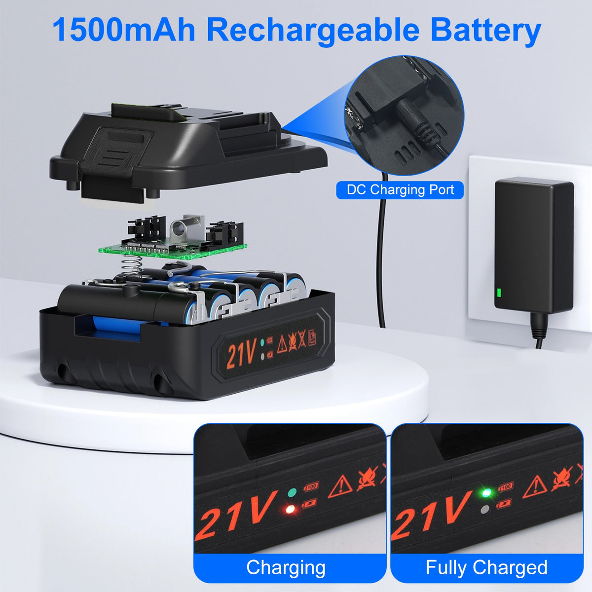 1Pc 140W 150PSI 21V Battery Powered Tire Inflator Cordless Air Inflator Digital Air Compressor With LED Light For Cars Motorcycles Bicycles Balls - image 7