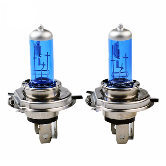 2x H4 Blue Xenon Headlight Bulbs Set 60/55W P42t (6000K)